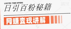 最新闲鱼引流创业粉,日引100+,网创项目虚变现讲解【揭秘】-虚拟资源库