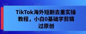 TikTok海外短剧去重实操教程,小白0基础学剪辑过原创-虚拟资源库