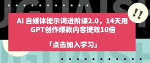 AI自媒体提示词进阶课2.0，14天用 GPT创作爆款内容提效10倍-虚拟资源库