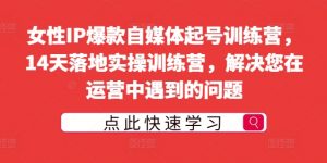 女性IP爆款自媒体起号训练营，14天落地实操训练营，解决您在运营中遇到的问题-虚拟资源库