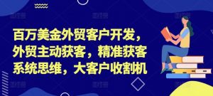 百万美金外贸客户开发，外贸主动获客，精准获客系统思维，大客户收割机-虚拟资源库