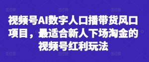 视频号AI数字人口播带货风口项目，最适合新人下场淘金的视频号红利玩法-虚拟资源库