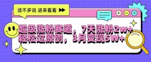 超级涨粉赛道，每天半小时，7天涨粉2W+，轻松过原创，三月变现5W+【揭秘】-虚拟资源库