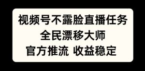 视频号不露脸直播任务，全民漂移大师，官方推流，收益稳定，全民可做【揭秘】-虚拟资源库