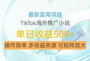最新蓝海项目，利用tiktok海外推广小说赚钱佣金，简单易学，日入500+，可矩阵放大【揭秘】-虚拟资源库