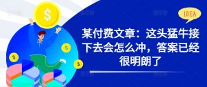 某付费文章：这头猛牛接下去会怎么冲，答案已经很明朗了 !-虚拟资源库