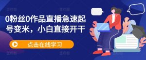 0粉丝0作品直播急速起号变米，小白直接开干-虚拟资源库