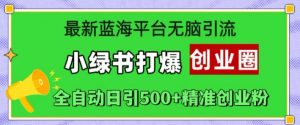 最新蓝海平台无脑引流,小绿书打爆创业圈,全自动日引500+精准创业粉-虚拟资源库