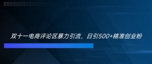 双十一电商评论区暴力引流,日引500+精准创业粉【揭秘】-虚拟资源库