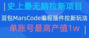 豆包MarsCode编程插件拉新玩法，史上最无脑的拉新项目，单账号最高产值1w-虚拟资源库