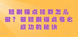 短剧锚点挂载怎么做?做短剧锚点号必成功的秘诀-虚拟资源库