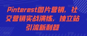 Pinterest图片营销,社交营销实战演练,独立站引流新利器-虚拟资源库