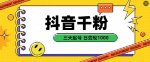 抖音千粉项目,自然涨粉变现,三天起号,日变现1k【揭秘】-虚拟资源库