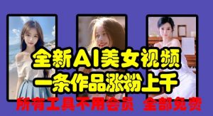 全新AI美女视频，一条作品涨粉上千，所有工具不用会员，全部免费-虚拟资源库