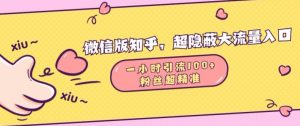 微信版知乎，超隐蔽流量入口1小时引流100人，粉丝质量超高【揭秘】-虚拟资源库