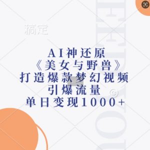 AI神还原《美女与野兽》,打造爆款梦幻视频,引爆流量,单日变现1k-虚拟资源库