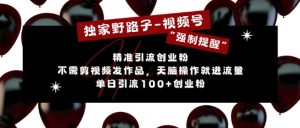 独家野路子利用视频号“强制提醒”,不需剪视频发作品,无脑操作就进流量,单日引流100+创业粉-虚拟资源库