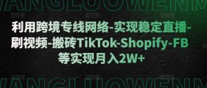 利用跨境专线网络-实现稳定直播-刷视频-搬砖TikTok-Shopify-FB等实现月入2W+【揭秘】-虚拟资源库