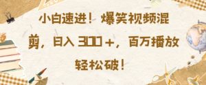 小白速进，爆笑视频混剪，日入3张，百万播放轻松破【揭秘】-虚拟资源库