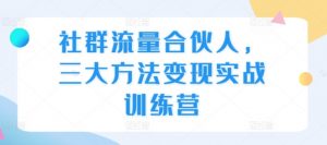 社群流量合伙人,三大方法变现实战训练营-虚拟资源库