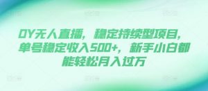 DY无人直播，稳定持续型项目，单号稳定收入500+，新手小白都能轻松月入过万【揭秘】-虚拟资源库