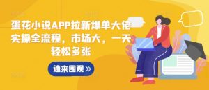 蛋花小说APP拉新爆单大佬实操全流程，市场大，一天轻松多张-虚拟资源库