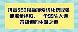 抖音SEO视频搜索优化获取免费流量挣钱，一个99%人还不知道的生财之道-虚拟资源库