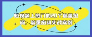 短视频上热门的20个流量密码,流量密码实战案例-虚拟资源库