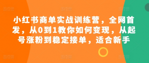 小红书商单实战训练营，全网首发，从0到1教你如何变现，从起号涨粉到稳定接单，适合新手-虚拟资源库