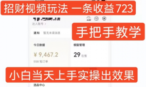招财视频玩法,一条视频收益723,手把手教学,小白当天可上手-虚拟资源库