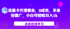 流量卡代理掘金，0成本，多途径推广，小白可轻松日入1k-虚拟资源库