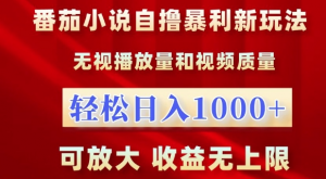 番茄小说自撸暴利新玩法,无视播放量,轻松日入1k,可放大,收益无上限【揭秘】-虚拟资源库