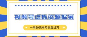 外面收费2980的项目，视频号虚拟资源掘金，一单69元单月收益过W【揭秘】-虚拟资源库