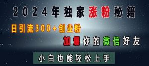 2024年独家涨粉秘籍，日引流300+创业粉，加爆你的微信好友，小白也能轻松上手-虚拟资源库