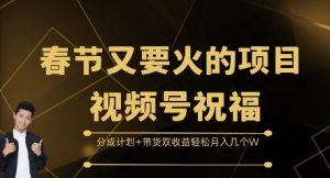 春节又要火的项目视频号祝福,分成计划+带货双收益,轻松月入几个W【揭秘】-虚拟资源库