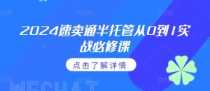 2024速卖通半托管从0到1实战必修课，掌握通投广告打法、熟悉速卖通半托管的政策细节-虚拟资源库