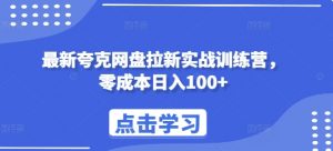 最新夸克网盘拉新实战训练营，零成本日入100+-淘宝虚拟货源网