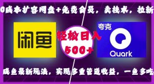 0成本扩容网盘+免费会员,卖技术,拉新,咸鱼最新玩法,实现多重管道收益,一鱼多吃,轻松日入500+-虚拟资源库