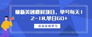 最新美团截屏项目，单号每天12-18.单日60+【揭秘】-虚拟资源库