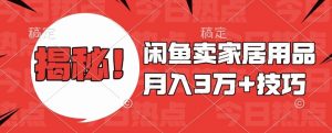 闲鱼卖家居用品月入过W+最新技巧闲鱼最新零基础教学,新手当天上手【揭秘】-虚拟资源库