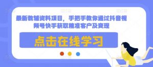最新教辅资料项目，手把手教你通过抖音视频号快手获取精准客户及变现-虚拟资源库