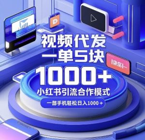 视频代发，一单5块，小红书引流合作模式，一部手机轻松日入多张【揭秘】-虚拟资源库
