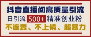 抖音直播间引流创业粉，无需连麦、不用上镜、超暴力，日引流500+高质量精准创业粉-虚拟资源库