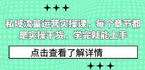 私域流量运营实操课,每个章节都是实操干货,学完就能上手-虚拟资源库