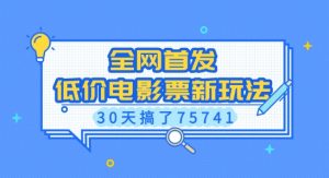 全网首发，低价电影票新玩法，已有人30天搞了75741【揭秘】-虚拟资源库