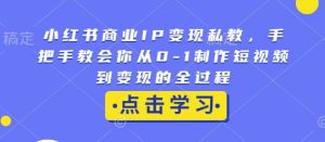 小红书商业IP变现私教，手把手教会你从0-1制作短视频到变现的全过程-虚拟资源库