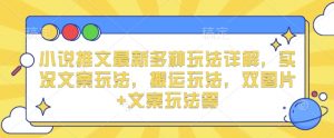 小说推文最新多种玩法详解，实况文案玩法，搬运玩法，双图片+文案玩法等-虚拟资源库