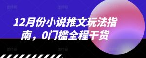 12月份小说推文玩法指南,0门槛全程干货-虚拟资源库