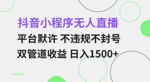 抖音小程序无人直播 平台默许 不违规不封号 双管道收益 日入多张 小白也能轻松操作【仅揭秘】-虚拟资源库