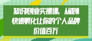 知识IP创业实操课,从0到1快速孵化让你的个人品牌价值百万-虚拟资源库